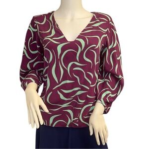 Diane Von Furstenberg Purple Silk Blouse Size 2